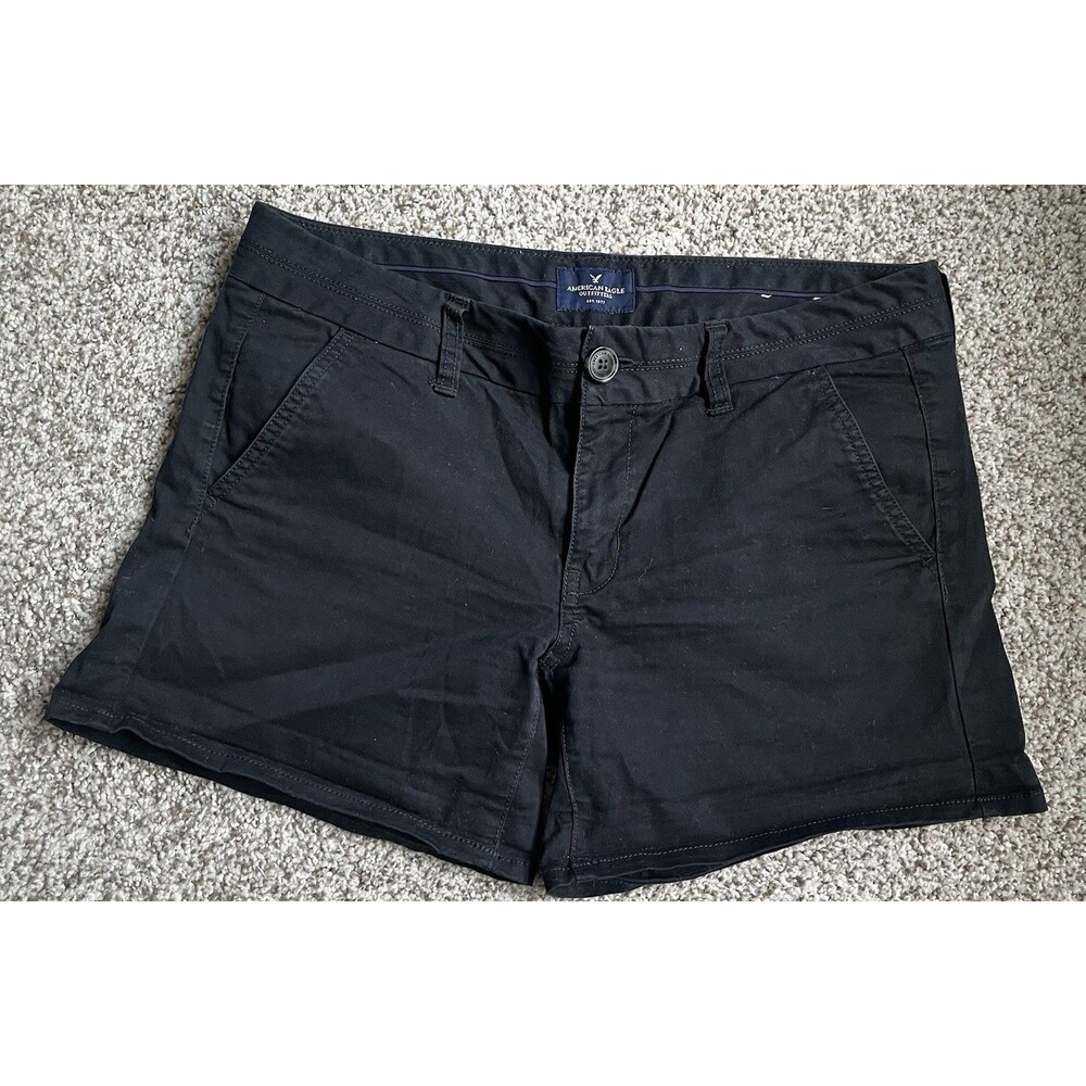 Women's American Eagle Black Chino Midi Shorts, Stretch, Size 14